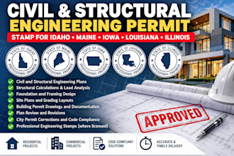 stamp idaho maine iowa louisiana illinois civil structural engineering permit