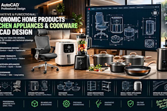 design ergonomic home products, kitchen appliances, and cookware in 3d autocad