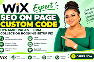do wix SEO on page custom code dynamic pages CRM collection booking setup fix