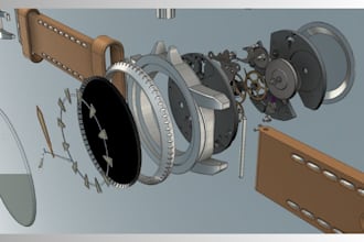 create 3d watch technical drawing cad design watch component watch modeling