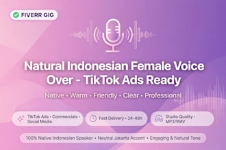 do natural indonesian female voice over for tiktok ads