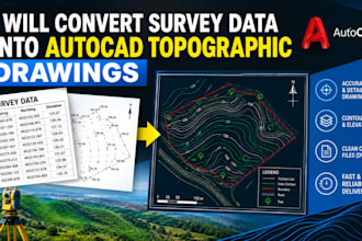 convert survey data into autocad topographic drawings