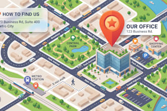 design custom vector map, city map, street map, business and location map