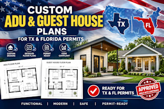 design custom adu and guest house plans for tx and florida permits