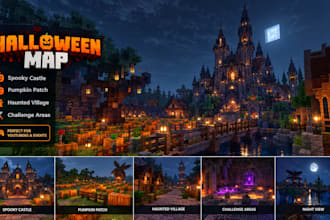 build minecraft map halloween village haunted house pumpkin patch adventure map