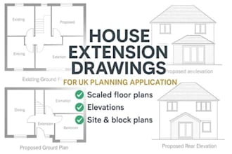 design UK planning permission drawings for house extensions