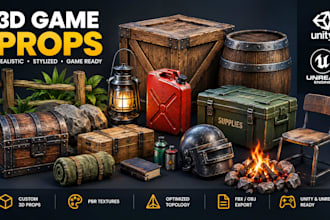 create optimized 3d game props, realistic assets, and game ready models