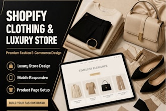 design shopify website, cloth branding, luxury or fashion store