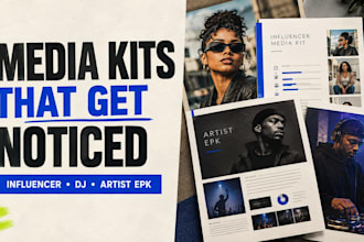 design an influencer media kit and djs brand epk press kit, artist healthcare