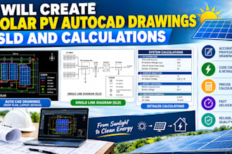 create solar pv autocad drawings sld and calculations