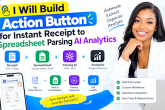 build action button for instant receipt to spredsheet parsing ai analytics