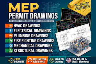 do hvac, mep, architecture, plumbing, electrical permit drawings