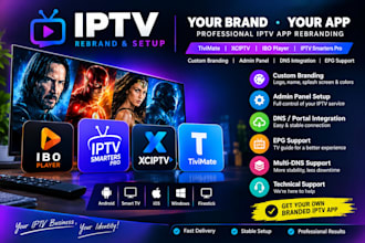 rebrand tivimate, ibo player, xciptv, smarters pro, iptv app with admin panel