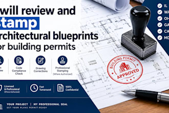 review and stamp architectural blueprints for building permits
