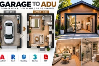 design garage to adu conversion floor plans 2d 3d layouts