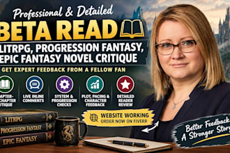 beta read litrpg progression fantasy epic fantasy novel critique beta reader