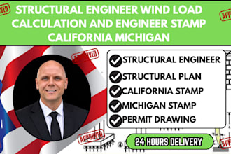 structural engineer wind load calculation and engineer stamp california michigan