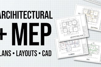 architectural drafting, floor plan redrawing, blueprint conversion, and mep
