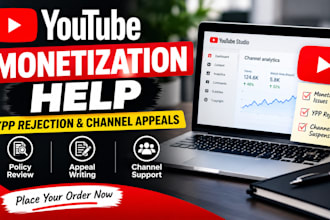 fix youtube monetization issues, ypp rejection and channel suspension appeals
