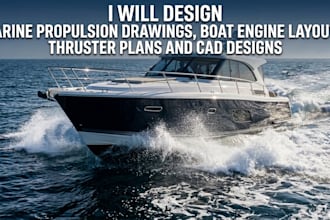 design marine propulsion drawings, boat engine layouts, thruster plans and cad