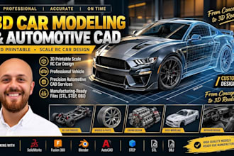 do 3d car modeling, 3d printable car part design, automotive cad vehicle design