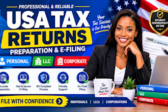 prepare and e file USA tax returns for personal, llc and corporate