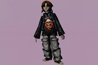make 3d animation character for ps1 retro style ps2 horror game psx lowpoly era
