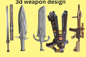 do cosplay weapon design 3d sword model, 3d gun  3d props model for 3d printing