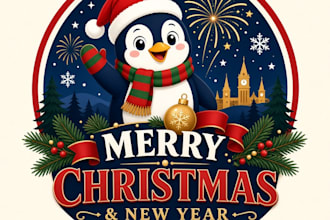 design custom mascot, christmas, new year and holidays logo