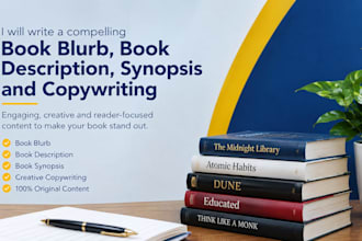 write a compelling book blurb book description synopsis and copywriting