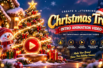 create christmas tree intro logo animation video 3d christmas animation video
