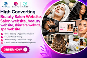 design beauty website, salon website, skincare website, beauty salon website