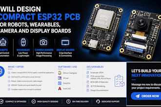 design compact esp32 pcb for robots, wearables, camera and display boards