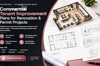 draft commercial tenant improvement plans for renovation and permit projects