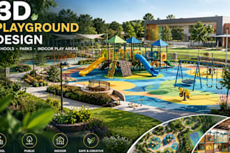 design 3d school playgrounds, kids play areas and parks