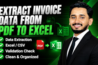 extract invoice data from PDF to excel with validation