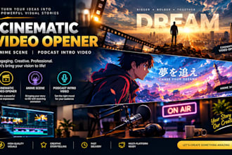 create cinematic video opener, anime scene, podcast intro video