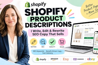 write edit SEO product descriptions for shopify ecommerce stores website copy
