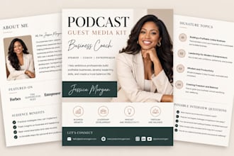design business coach podcast guest media kit, one sheet and press kit