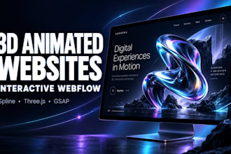 3d animated website interactive webflow website spline threejs gsap