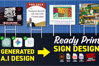 fix generated ai design signage ready print 300 dpi, vector, adobe illustrator