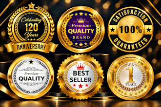 design award badge, 3d seal, certification stamp round logo, monogram, sticker