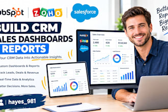 build hubspot, zoho CRM and salesforce sales dashboards and reports