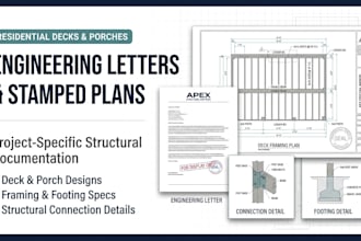 provide deck and porch structural reports, letters and stamped plans