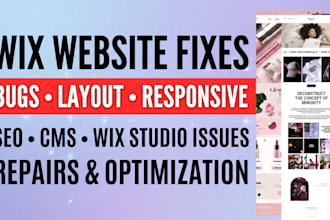 fix wix website bugs or layout responsive, seo cms issues or wix studio issue