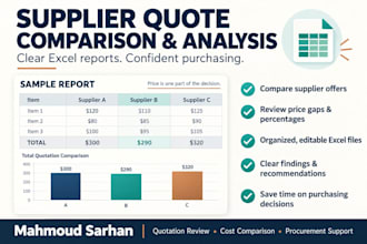 compare vendors quotations and prepare a procurement analysis in excel