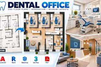 create dental office cad floor plans, renovation redraw layouts