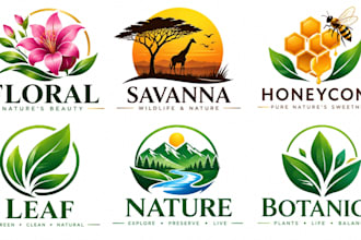 design a professional floral, savanna, honeycomb, leaf logo