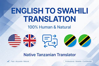 translate english to swahili and swahili to english professionally