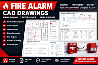 draft fire alarm cad drawings, zoning plan wiring diagrams and device layouts